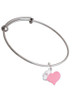 Pink Heart with Nurse Hat Charm Bangle Bracelet