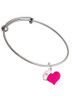 Hot Pink Heart with Nurse Hat Charm Bangle Bracelet