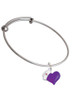 Purple Heart with Nurse Hat Charm Bangle Bracelet