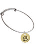 Large Gold Tone Disc Letter - B - 3/4'' Charm Bangle Bracelet
