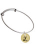Large Gold Tone Disc Letter - Z - 3/4'' Charm Bangle Bracelet