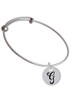Large Script Letter - G - 3/4'' Disc - Charm Bangle Bracelet