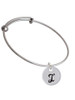 Large Script Letter - I - 3/4'' Disc - Charm Bangle Bracelet