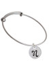 Large Script Letter - N - 3/4'' Disc - Charm Bangle Bracelet