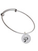 Large Script Letter - P - 3/4'' Disc - Charm Bangle Bracelet