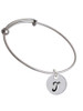 Large Script Letter - T - 3/4'' Disc - Charm Bangle Bracelet