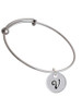 Large Script Letter - V - 3/4'' Disc - Charm Bangle Bracelet