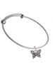 Small Antiqued Crystal Butterfly Charm Bangle Bracelet