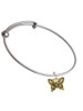 Small Gold Tone Antiqued Crystal Butterfly Charm Bangle Bracelet
