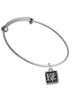 Antiqued Square Seal - Love with Heart Charm Bangle Bracelet