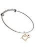 Small Gold Tone Crystal Heart with Nurse Hat Charm Bangle Bracelet
