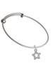 Open Star with Clear Crystals Charm Bangle Bracelet