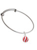 3-D Red and Striped Ornament Charm Bangle Bracelet