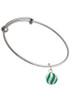 3-D Green and Striped Ornament Charm Bangle Bracelet