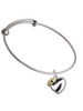 Zebra Print Heart with Nurse Hat Charm Bangle Bracelet