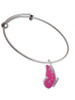 Large Translucent Hot Pink Flying Butterfly Charm Bangle Bracelet