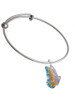Large Translucent Pastel Flying Butterfly Charm Bangle Bracelet