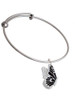 Large Black Flying Butterfly Charm Bangle Bracelet