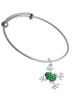 Green Frog with Crystals Charm Bangle Bracelet