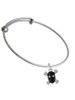 Small Black Resin Skull with AB Crystals Charm Bangle Bracelet