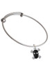 Small Black Resin Skull with Clear Crystals Charm Bangle Bracelet