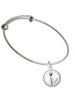 Domed Pink Ballet Dancer Charm Bangle Bracelet