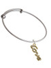 Gold Tone Script ''Love'' with Clear Crystals Charm Bangle Bracelet
