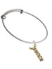 Gold Tone Script ''Peace'' with Clear Crystals Charm Bangle Bracelet
