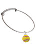 Optic Yellow Softball with Red Crystal Stitching Charm Bangle Bracelet