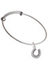 Beaded Clear Crystal Horseshoe with Good Luck Charm Bangle Bracelet