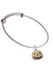 3-D Large Gold Tone Jack O' Lantern with Leaves Charm Bangle Bracelet