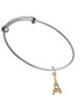 Gold Tone Crystal Eiffel Tower Charm Bangle Bracelet
