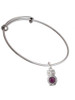 3-D Purple & AB Crystal Owl Charm Bangle Bracelet
