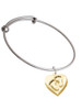 Gold Tone Baby Feet Heart Locket Charm Bangle Bracelet