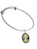 Small Black Oval Cameo Charm Bangle Bracelet
