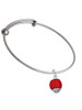 12mm Scarlett Red Roller Spinner with Silver Tone Lining Glass Spinner Charm Bangle Bracelet