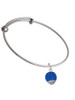 12mm Capri Blue Roller Spinner with Silver Tone Lining Glass Spinner Charm Bangle Bracelet