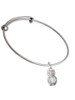 3-D Clear AB Crystal Owl Charm Bangle Bracelet