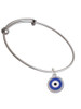 Large Blue Evil Eye with AB Crystal Border Charm Bangle Bracelet