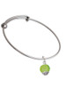 12mm Faceted Lime Glass Spinner Charm Bangle Bracelet