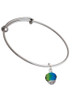 12mm Faceted Hot Blue Glass Spinner Charm Bangle Bracelet