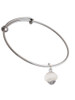 Opaque White Faceted Glass Spinner Charm Bangle Bracelet