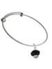 Black Faceted Glass Spinner Charm Bangle Bracelet