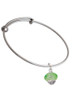 Lime Green Faceted Glass Spinner Charm Bangle Bracelet