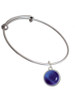 Round - Imitation Cat's Eye - Blue - Charm Bangle Bracelet