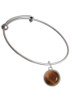 Round - Imitation Cat's Eye - Brown - Charm Bangle Bracelet