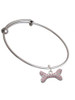 Large Light Pink Crystal Dog Bone Charm Bangle Bracelet