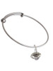 Silver Tone Football Spinner Charm Bangle Bracelet