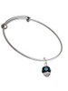 Hot Blue Dots on Black Spinner Charm Bangle Bracelet