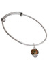 Wide Translucent Brown Cheetah Print - Gold Tone Spinners Charm Bangle Bracelet